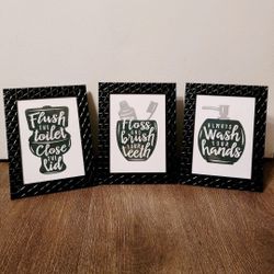 Bathroom Decor Art Wash Your Hands Flush Toilet Brush your teeth