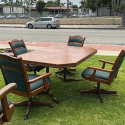 Card Table With Extender, 4 Chairs And 3 Matching Barstools