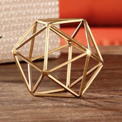 Better Homes & Gardens 5" W x 6" H Icosahedron Iron Geometric Tabletop Sculpture - Medium, Gold