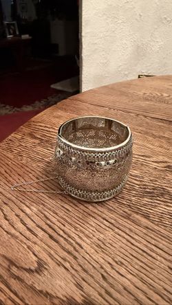 Vintage Whiting And Davis Filigree Wide Hinged Bangle - Signed