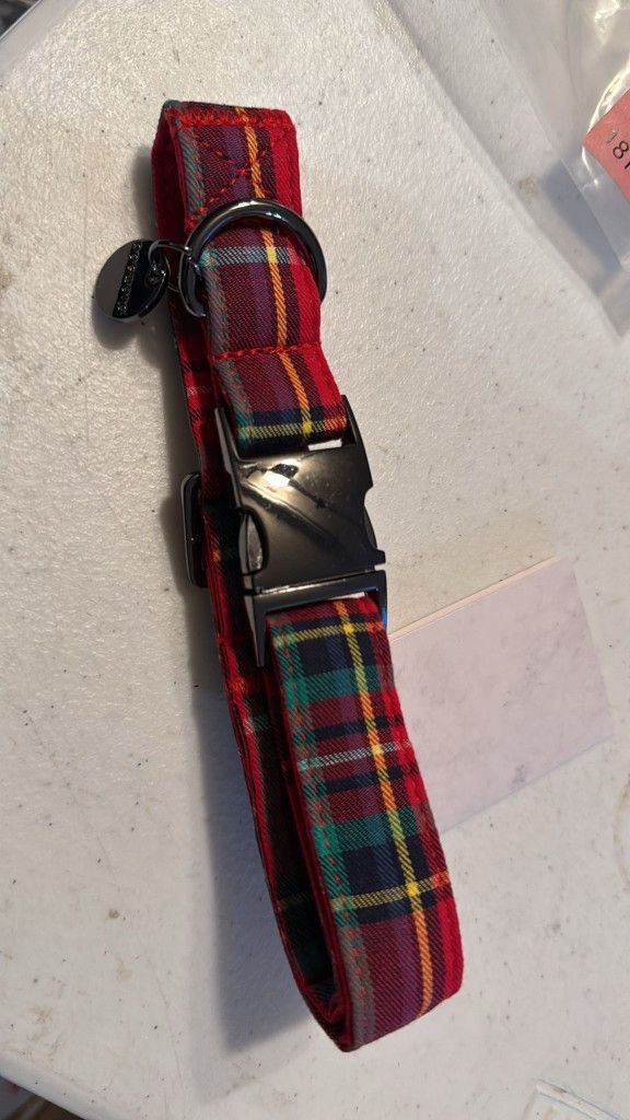 Red Plaid Dog Collar