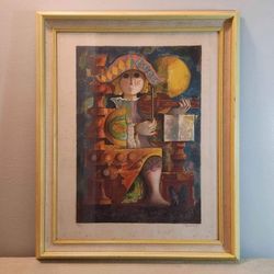 Harlequin A La Guitar By Pla Domènech - Signed Print 120 Of 300