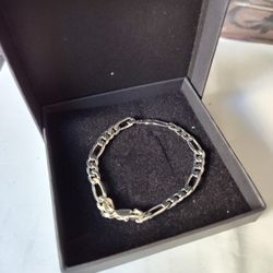 New 925, 4mm Sterling Silver Figaro Baby Bracelet 