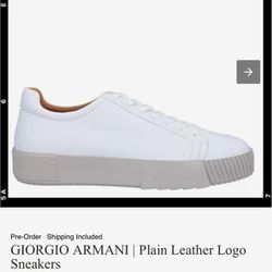 Giorgio Armani Plain Leather Logo Sneakers 