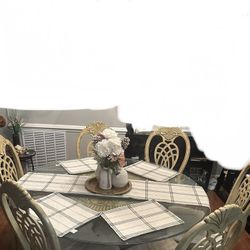 60" round glass table 6 chairs like new! Can Deliver