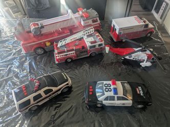 Police ambulance fire trucks