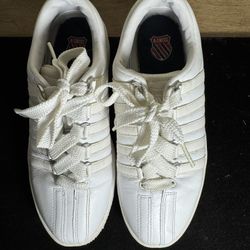 K-Swiss Women's White Leather Sneakers | Size 6.5 | Classic Low Top Shoes