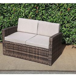 A102 Outdoor 1Piece Two Seater Rattan Pool Patio Garden Sofa with Cushions, Mixed Gray, Dark Gray/Light Gray. measures: 49-1/2 x 28 x 2 
