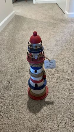 Decorative Wooden Lighthouse Figurine