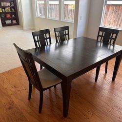 Dining Table with 4 Chairs - Solid Wood