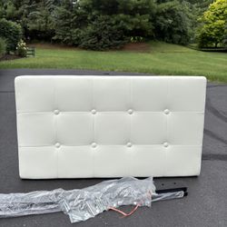 Twin Headboard Ivory/cream Faux Leather 