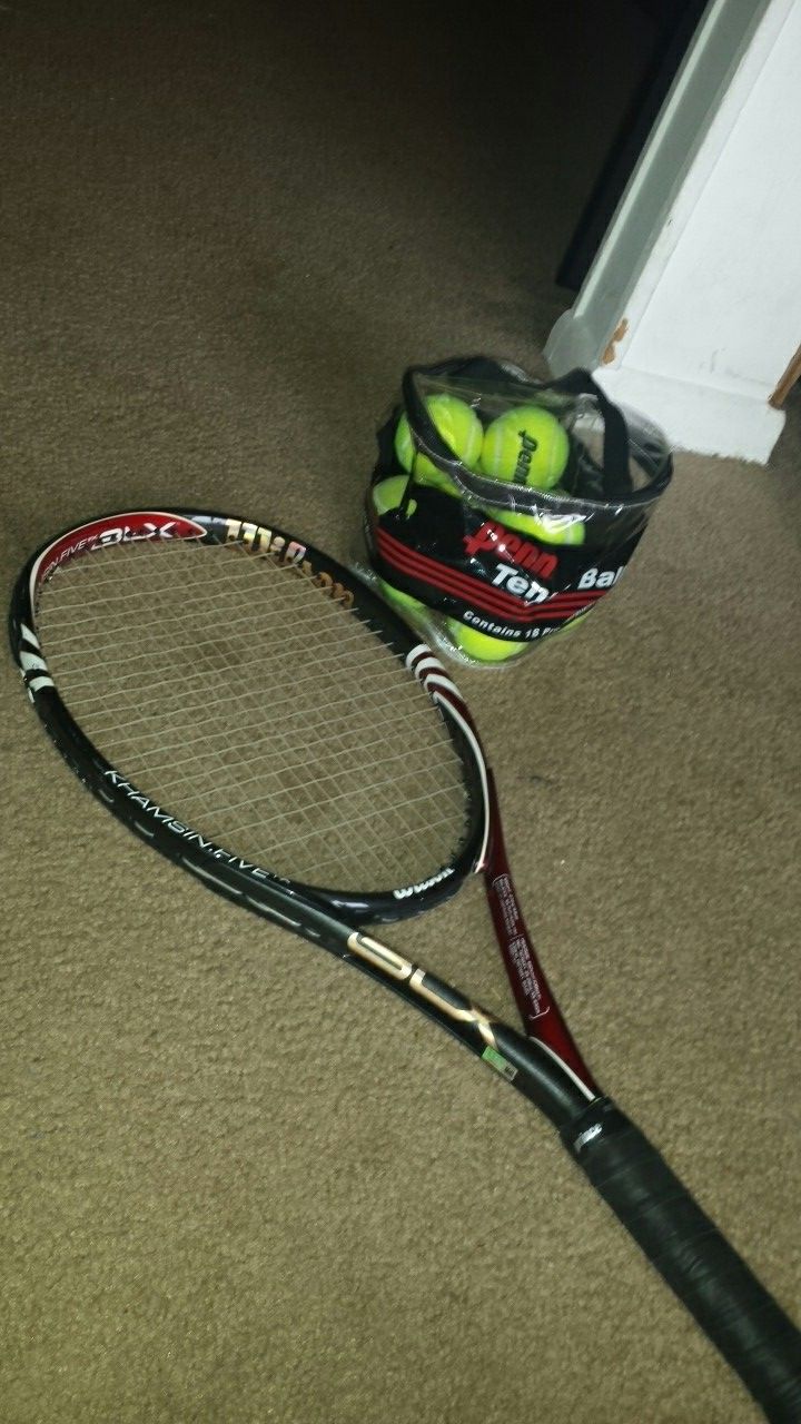 Wilson 5 Blx Khamsin Five 108 Tennis Racquet Racket 4-1/4 Free Syn Gut Stringing