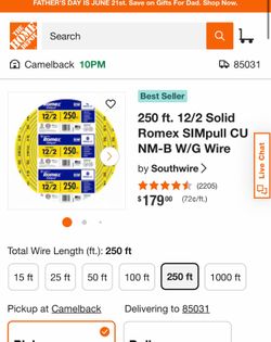 Romex 12/2 250ft