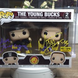 2 Pack The Young Bucks (Bullet Club) New Japan Pro-Wresteling Hot Topic Exclusice Signed by Matthew Ronjon Massie & Nicholas Lee Massie