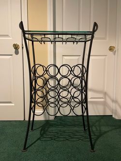 Traditional 38.5"H Metal Wine and Glass Rack
