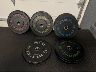 BalanceFrom Olympic Bumper Plate Weight Plate with Steel Hub, Black, 260 lbs Set