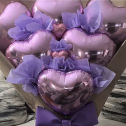 Valentines Day 6 Heart Balloon Bouquet 
