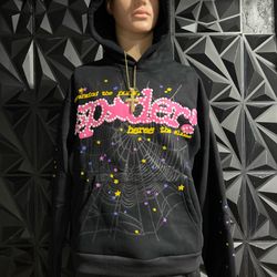 Black and pink spider hoodie for men