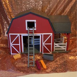 Terra By Battat Wooden Animal Barn Toy Barn Farm Playset House Dollhouse Barn