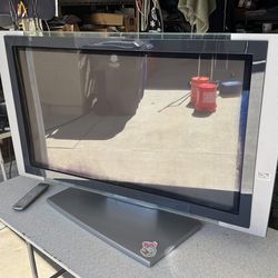Classic 37 inch Sony plasma TV swivel base and subwoofer