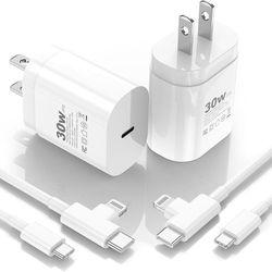 30W iPhone 16/15/14/13/12 Charger Fast Charging Block with 6FT Long C to Type C& Lightning Cable https://offerup.com/redirect/?o=NjBXLkZhc3Q= Charging