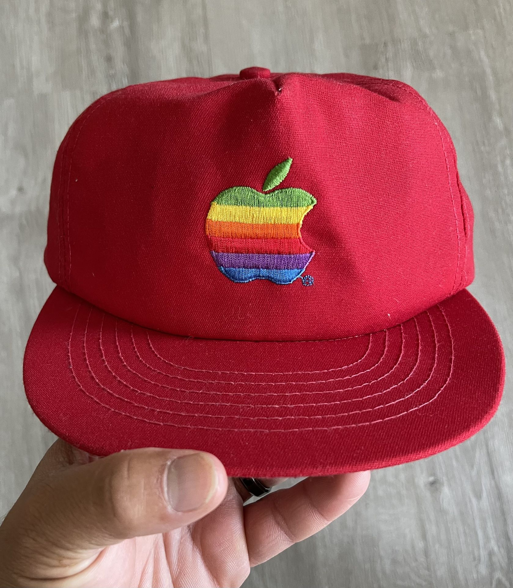 Vintage Red Apple Mac Computers Snapback Hat Macintosh Inc...