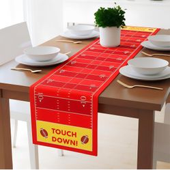 Chiefs Football Table Runner, Red Yellow Touch Down Table Decoration, in My Football Era Touch Down Sport Birthday Party Decoration for Game, Sport Ru