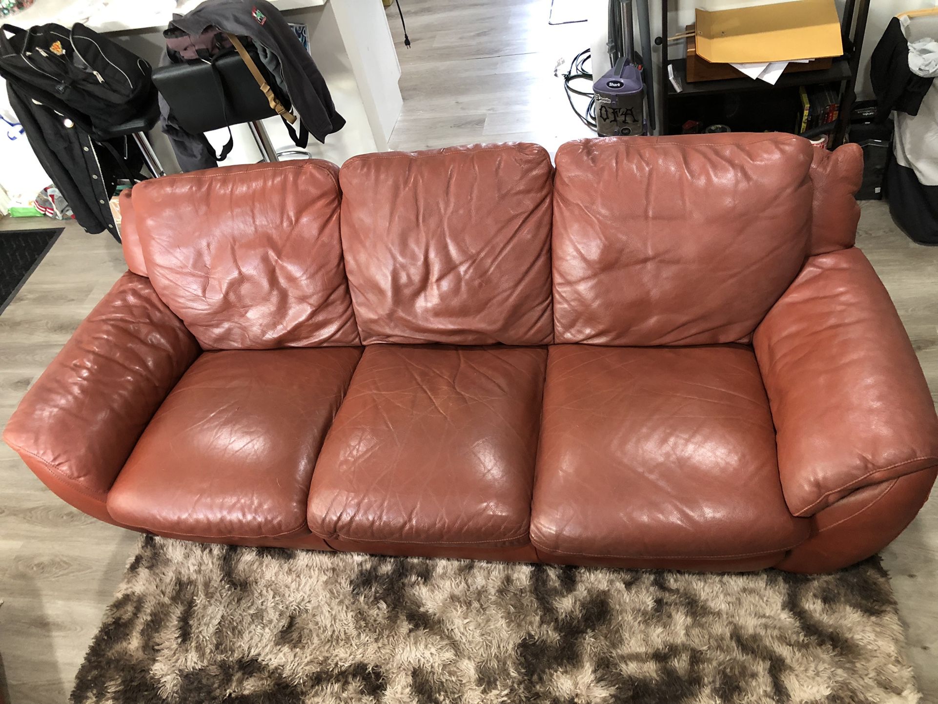 Natuzzi Italian Leather Couch / Arm Chair / Ottoman Combo