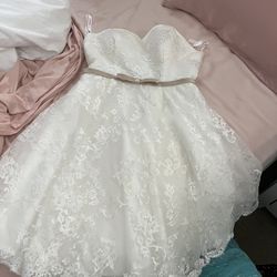 Knee Length Lace Wedding Dress 