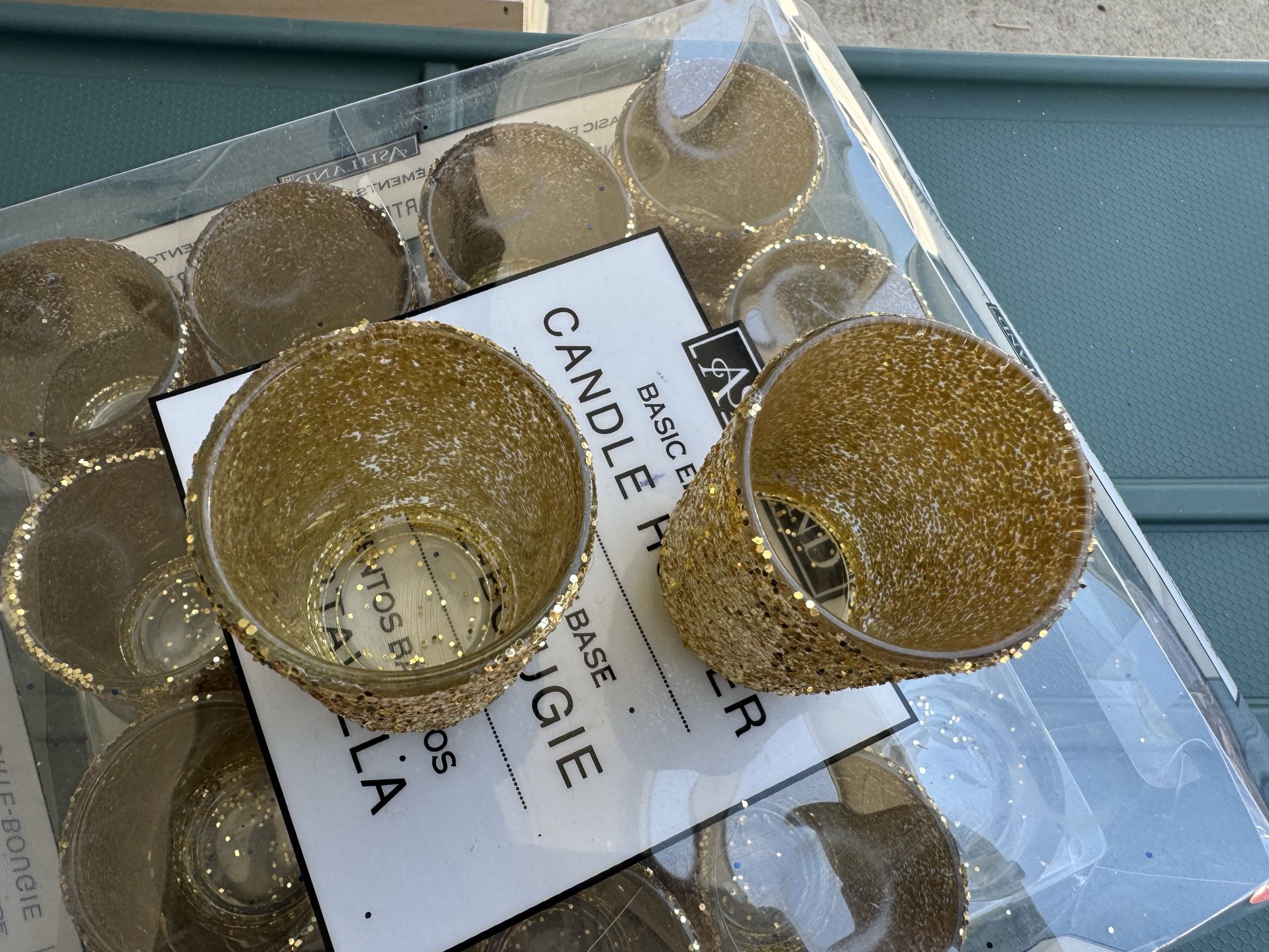 Gold Glitter Votive Candles Holders