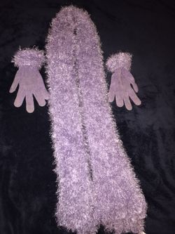 3PC Fluffy Lavender Scarf & Gloves Set $15