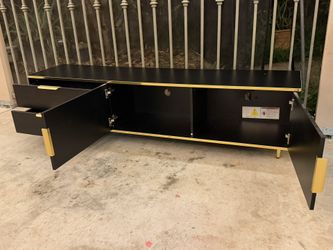 Tv Stand Black With Gold Trim