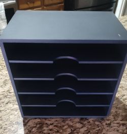 Dark Blue Wooden Paper Organizer