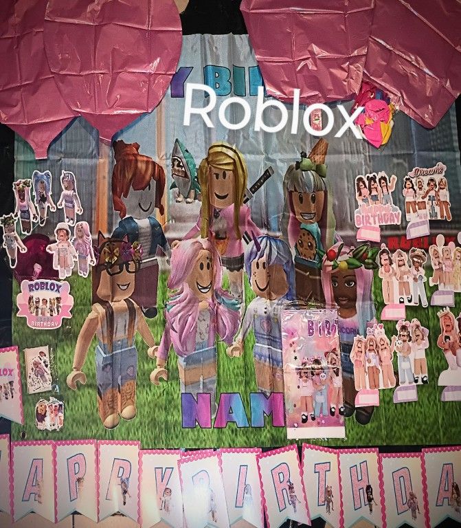 Girl Pink Roblox Birthday Party Decorations