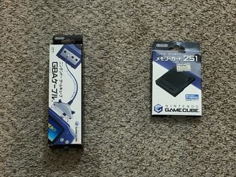 OEM Japanese GameCube Link Cable and 251 Block Memory Card