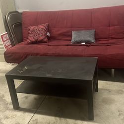 Futon and coffee table