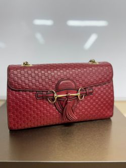 GUCCI MICROGUCCISSIMA SHOULDER BAG USED – RED LEATHER ENTRUPY CHECKED