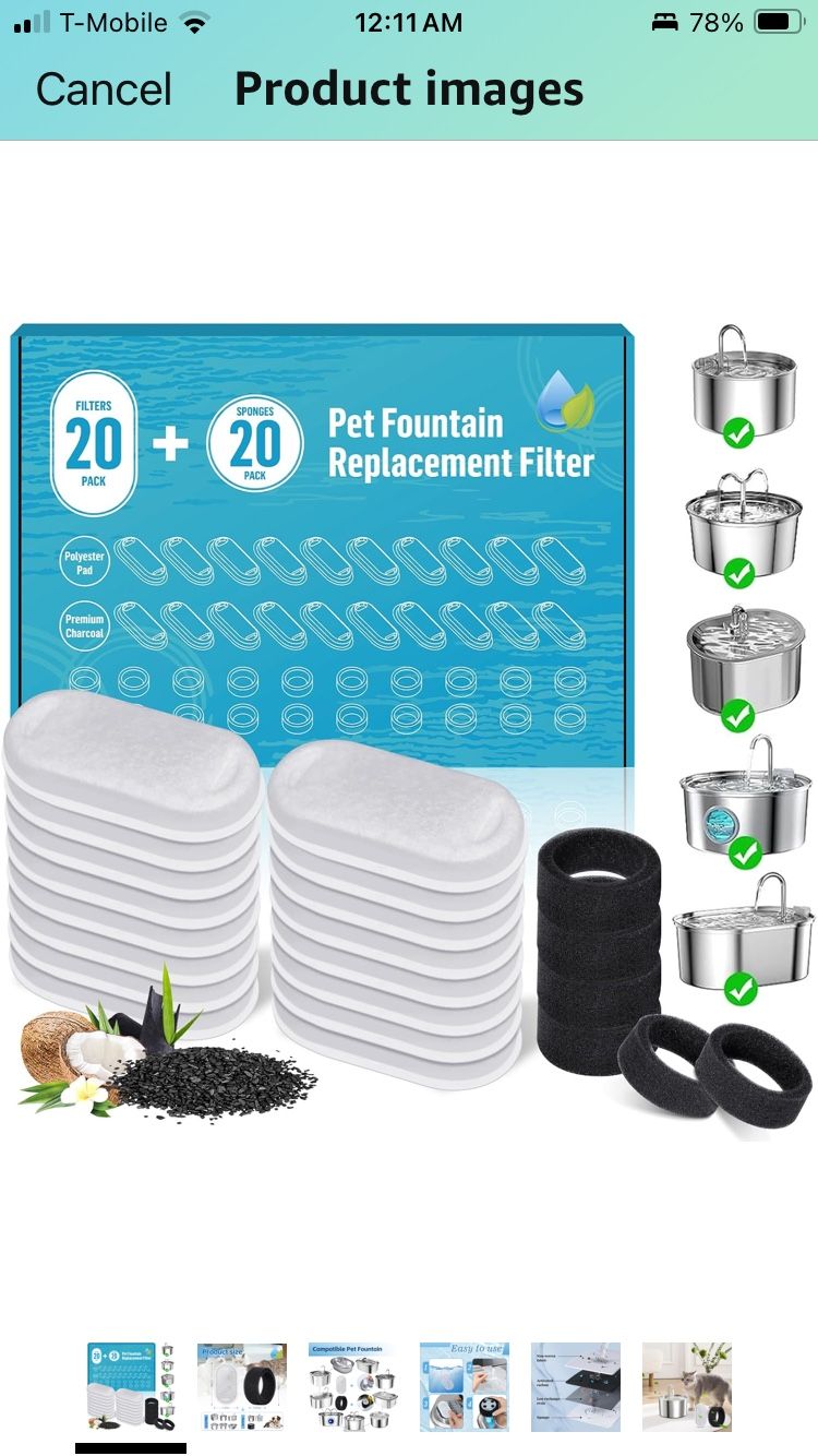 Pet, Cat, Dog Water Fountain Replacement Filter 20 Sets