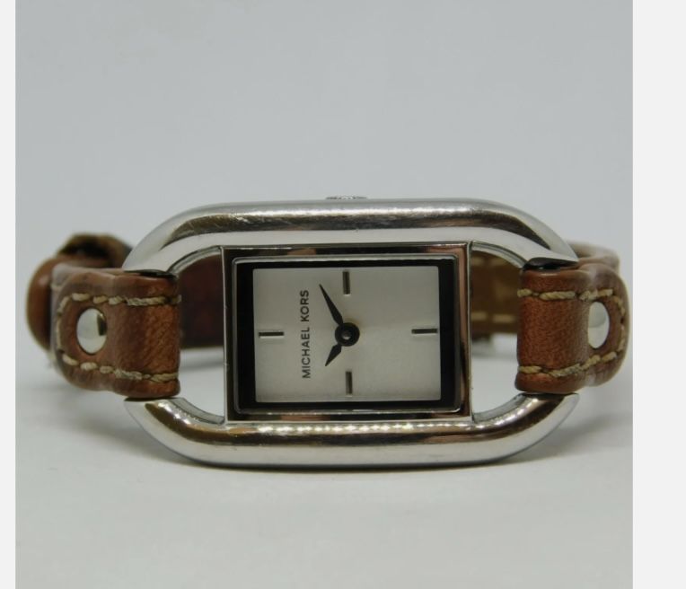 MICHAEL KORS MK-2161 All St. Steel Genuine Leather Women's Watch New Battery