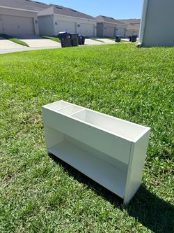 White Wooden Desk Organizer / Bookshelf Caddy