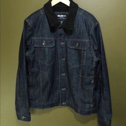 Men's William Rast Justin Timberlake Large Denim Sherpa Jacket New Blue
