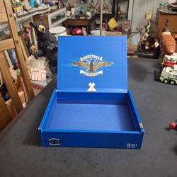 Blue Decorative Cigar Wooden Box From Nicaragu a Nicaraguan Heirloom Cigars - Will Hold 20 Cigars Or Use As A Storage Box 8.75W x 6.75D x 2"H