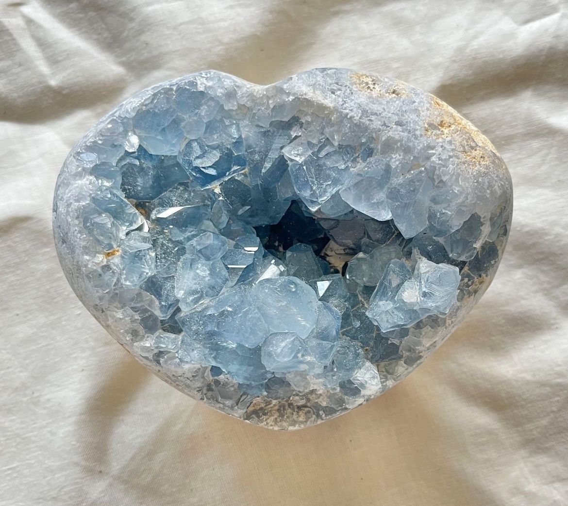 Blue Celestite Crystal Heart