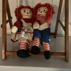 Vintage Raggedy Ann And Andy With Swing 
