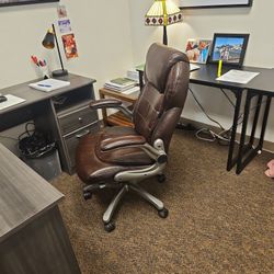 Genuine Leather Crate & Barrel Office Chair