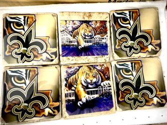LSU Tiger Fleur De Lis 6 Piece Coaster Set