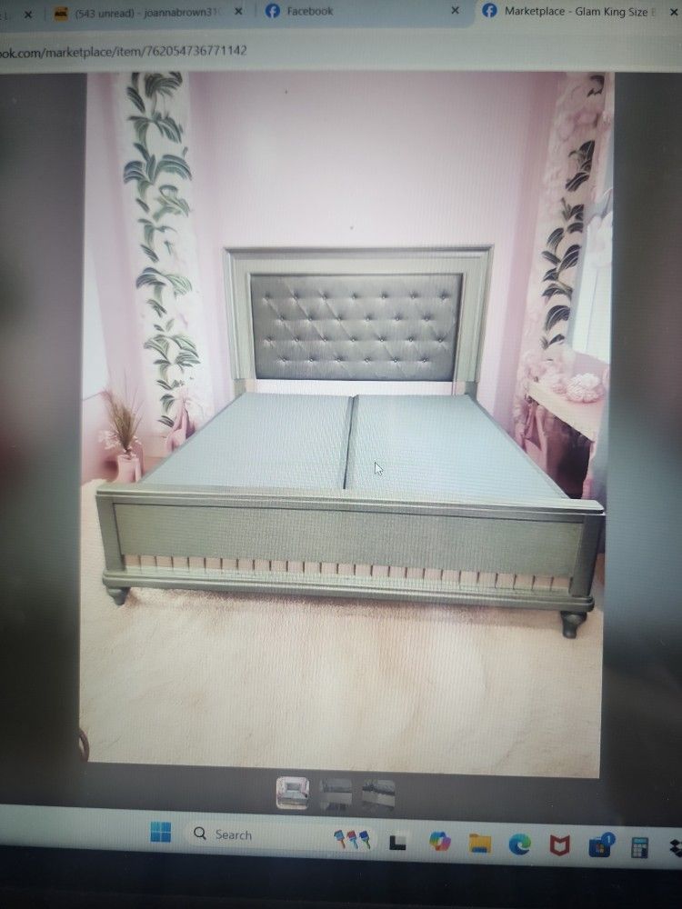 Glam King Size Bed With Box Springs