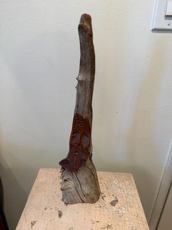 Signed Hand-Carved Wood Spirit / Wizard Sculpture – 16”