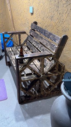 Banka de madera rustica con ruedas