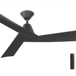 Home Decorators Collection Easton 52 in. Indoor/Outdoor Matte Black with Matte Black Blades Ceiling Fan with Remote Included